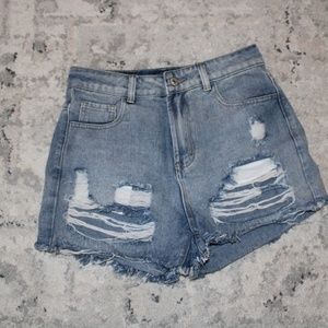 distressed denim shorts
